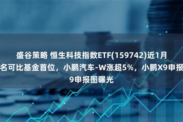 盛谷策略 恒生科技指数ETF(159742)近1月涨幅排名可比基金首位，小鹏汽车-W涨超5%，小鹏X9申报图曝光
